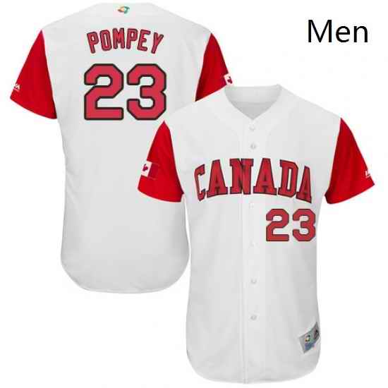 Mens Canada Baseball Majestic 23 Dalton Pompey White 2017 World Baseball Classic Authentic Team Jersey